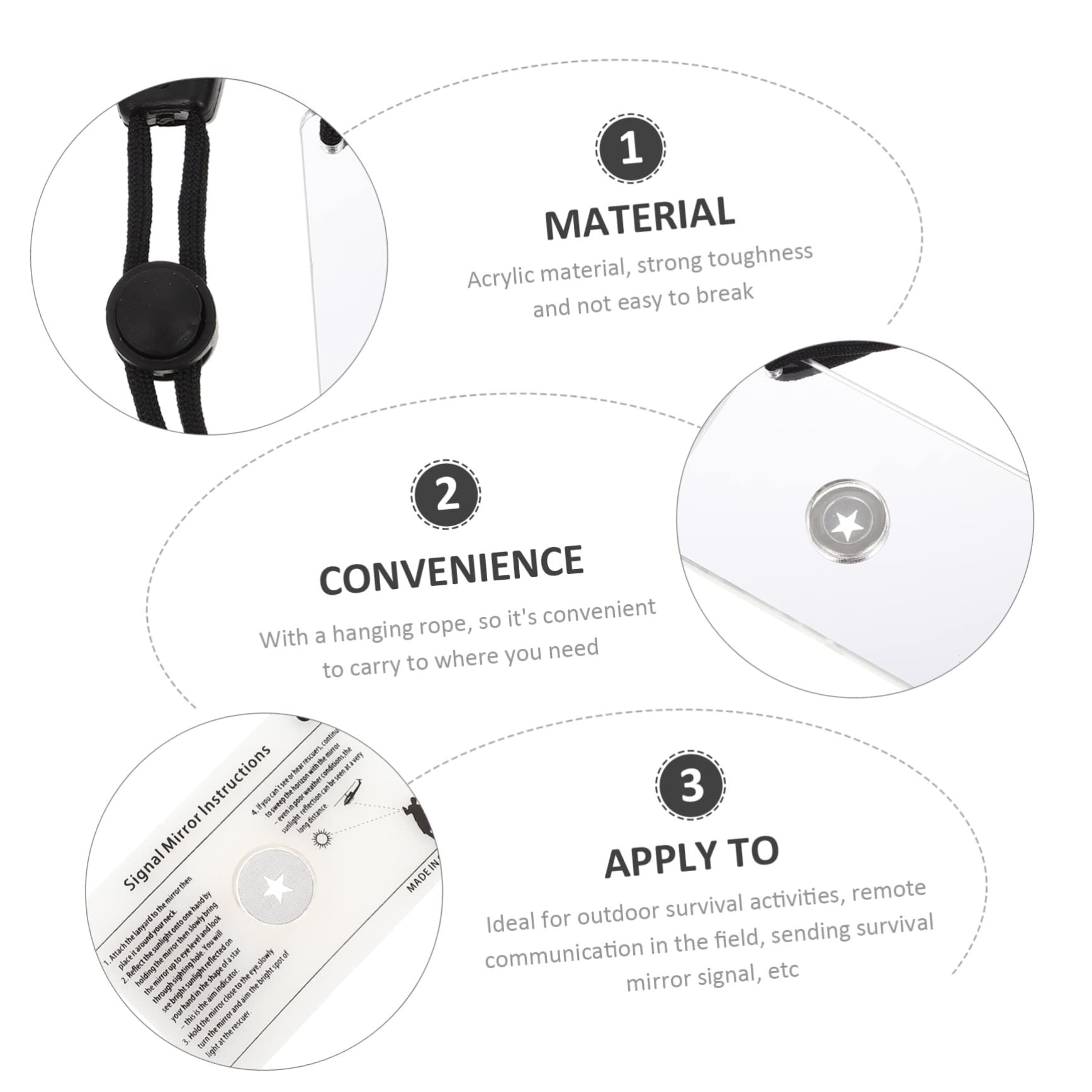 Miroir de Signalisation pour Survie Extérieur Accessoire Portable pour Randonnée et Camping avec de et Effet Réfléchissant