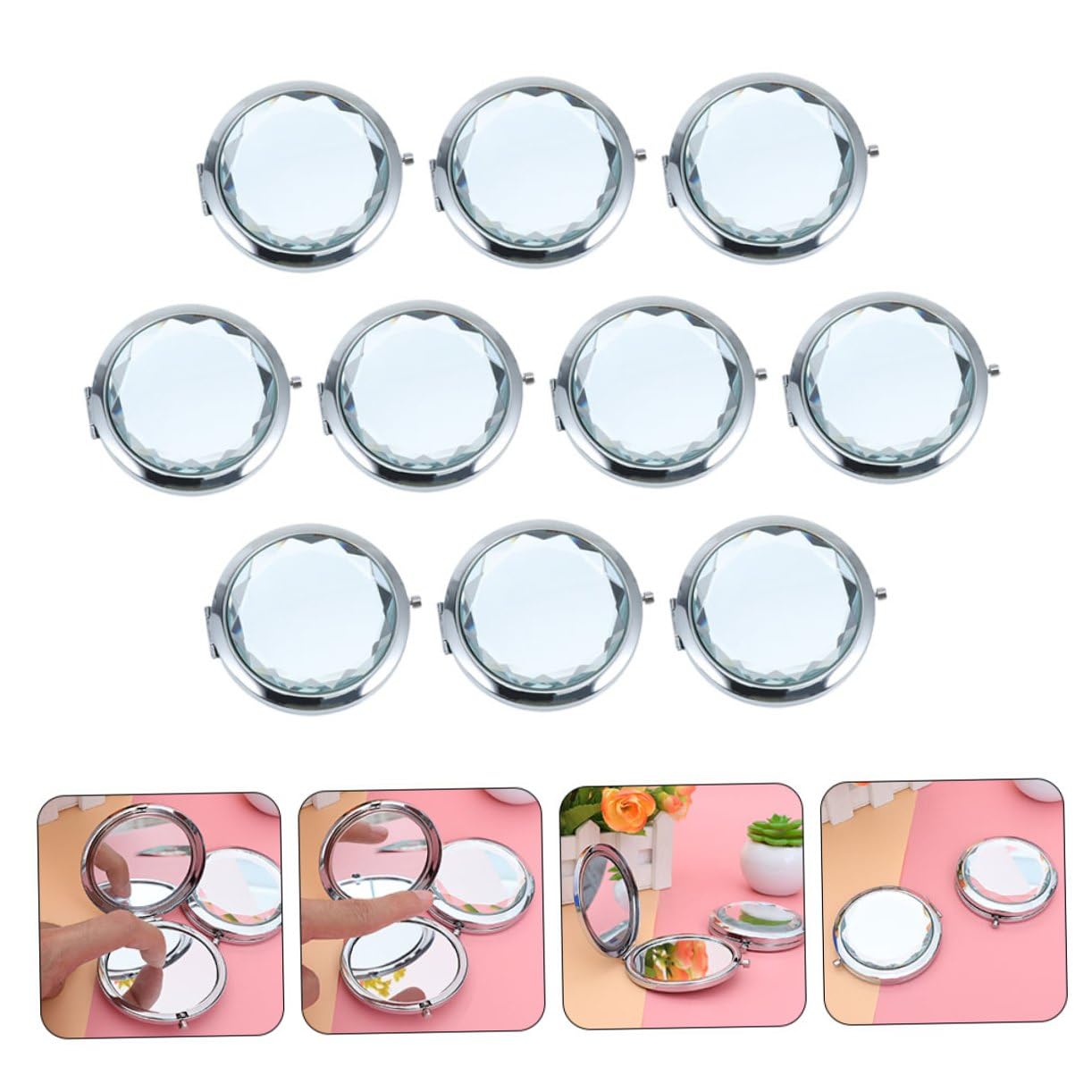 10 Pezzi cosmetico compatto tascabile piccolo per a doppio piccolo bianca