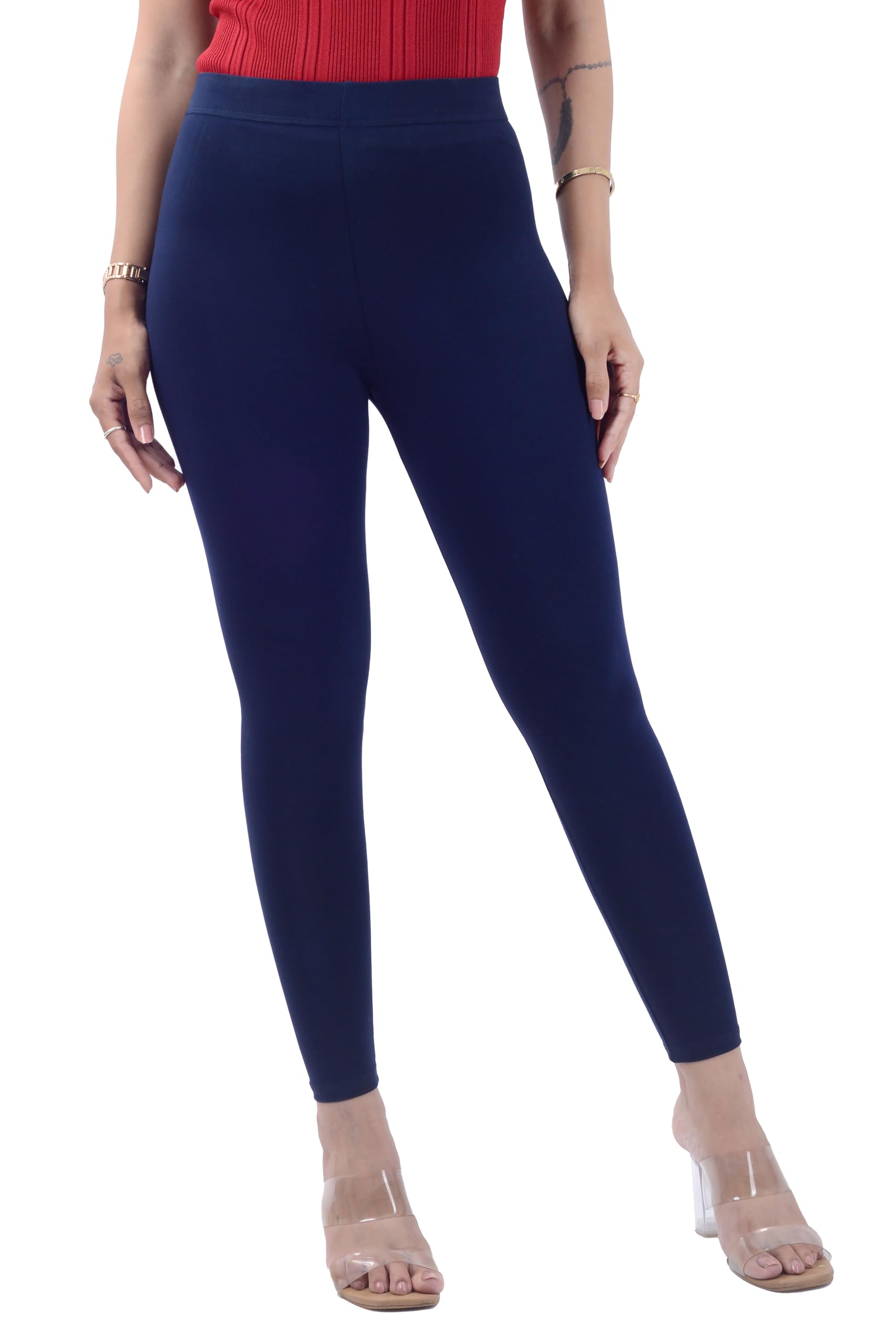 by GM Thick Cotton Ankle Length Leggings for Women | Stretchable, Skinny fit | Breathable and Bright Colors | Casual, Festive, Gym or Yoga Wear | Sizes : M, L, XL, 2XL, and 3XL-image-32