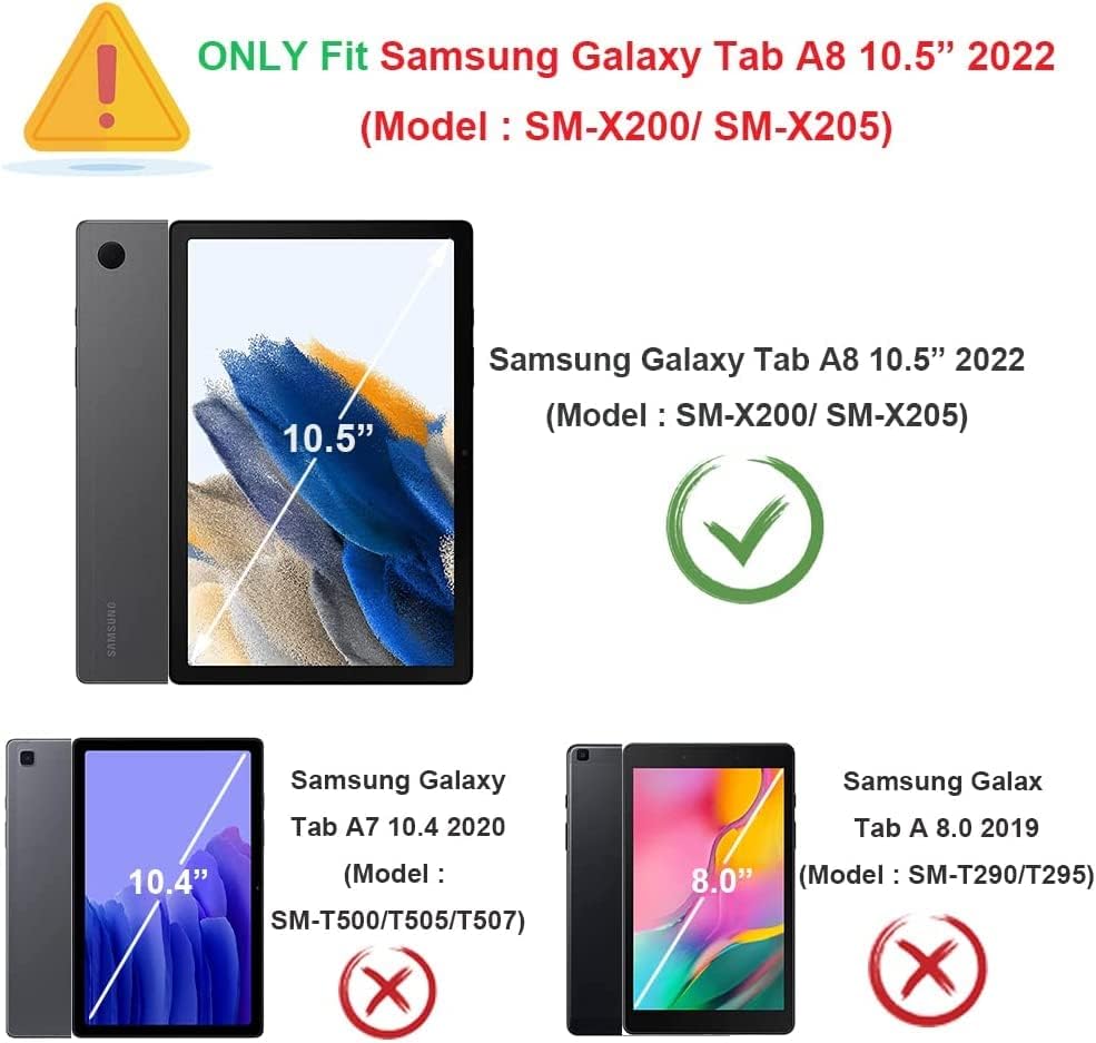 Kids Case for Samsung Galaxy Tab A8 10.5 Inch 2022 (SM-X200/X205), Shockproof Lightweight Convertible Handle Stand Protective Kids Case friendly for Samsung Galaxy Tab A8 10.5" 2022 (PURPLE)