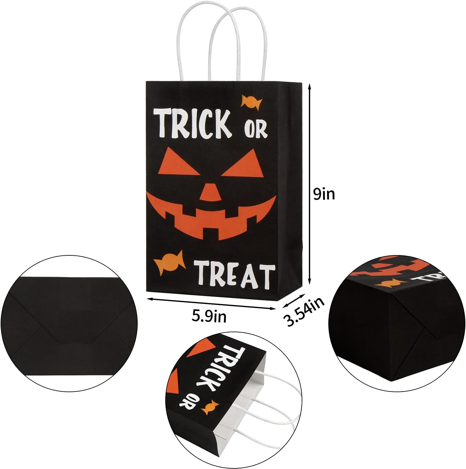 LOKIPA Halloween Paper Gift Bags, 24 Halloween Paper Bags with Handle, Reusable Kraft Paper Treat Goody Bags for Kids,Trick or Treat and Party Favors image 5