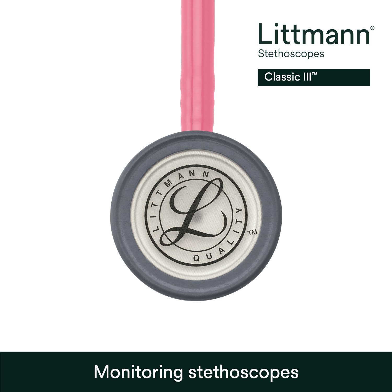 3M Littmann Fonendoscopio para monitorización Classic III, tubo color rosa perla, 68,5 cm, 5633