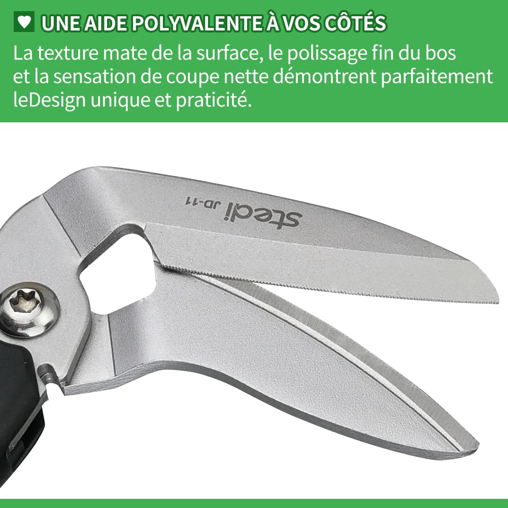 stedi Ciseaux à Tapis Haute Performance, Finement Dentelées en Acier, 22 cm | Coupe Facile de Câbles Électriques, Tissu, Tôles de Fer, Ambidextre