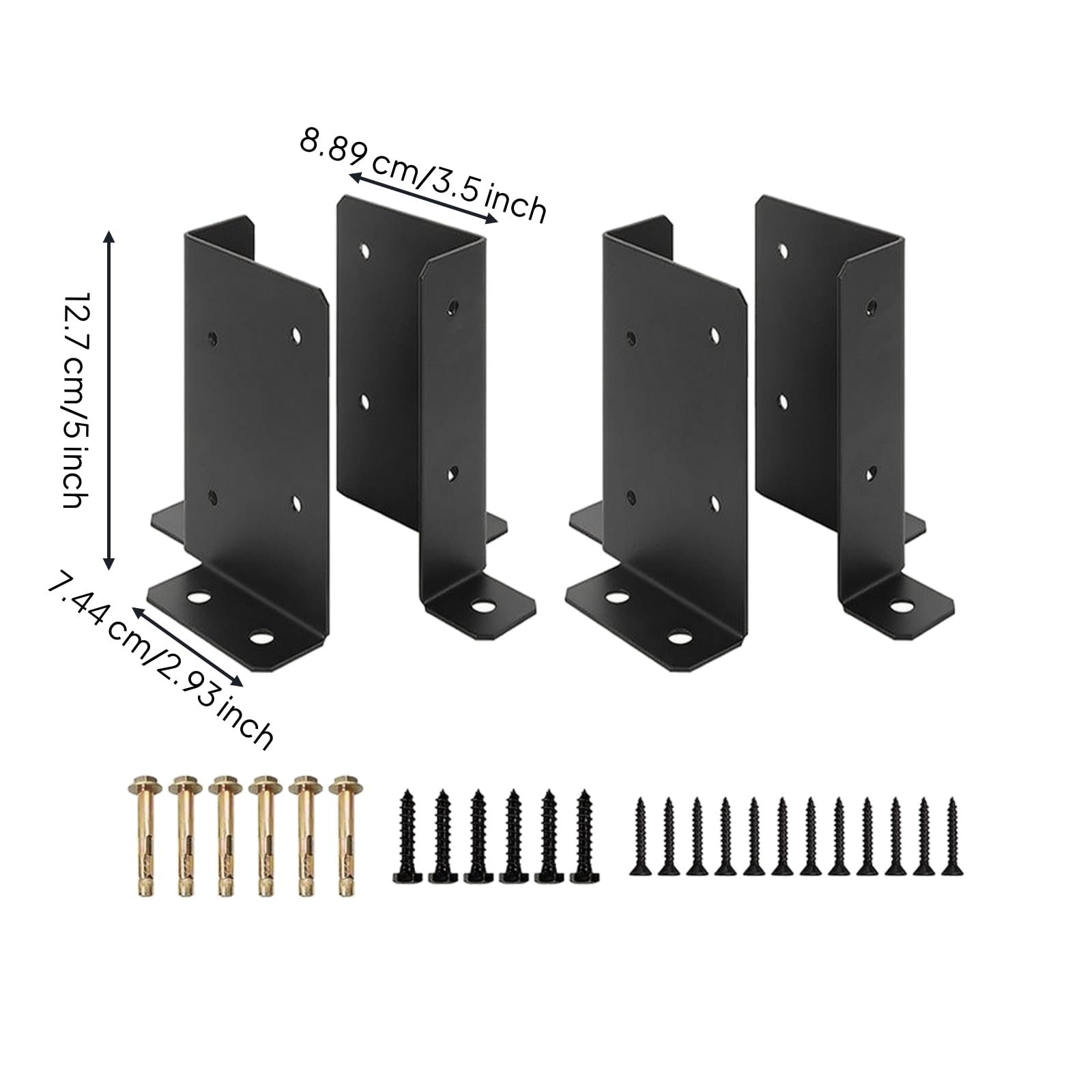 Baoblaze 4 Pezzi Staffa Base per Regolabile in Metallo Nero Preforato Base Preforati Resisn per da, Recinzioni, Ringhiere