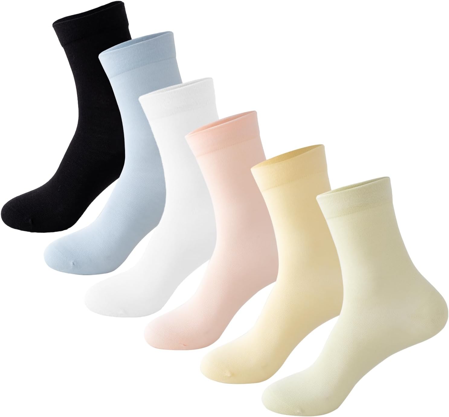 PADFOM Women Thin Cotton Socks, Soft Cotton Bootie Socks Women Above Ankle Crew Socks 6 Pairs size 6-11