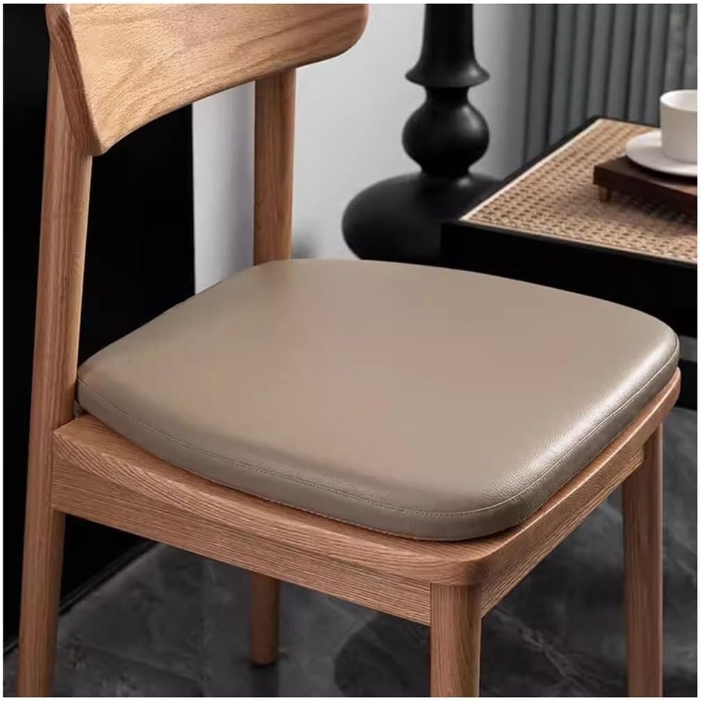 High-Grade Dining Chair Cushion, Leather Seat Cushion, 4cm Memory Foam U-Shaped Chair Pad Waterproof Non-Slip Chair Cushions with Straps(Color:Khaki,Size:37 * 36cm)