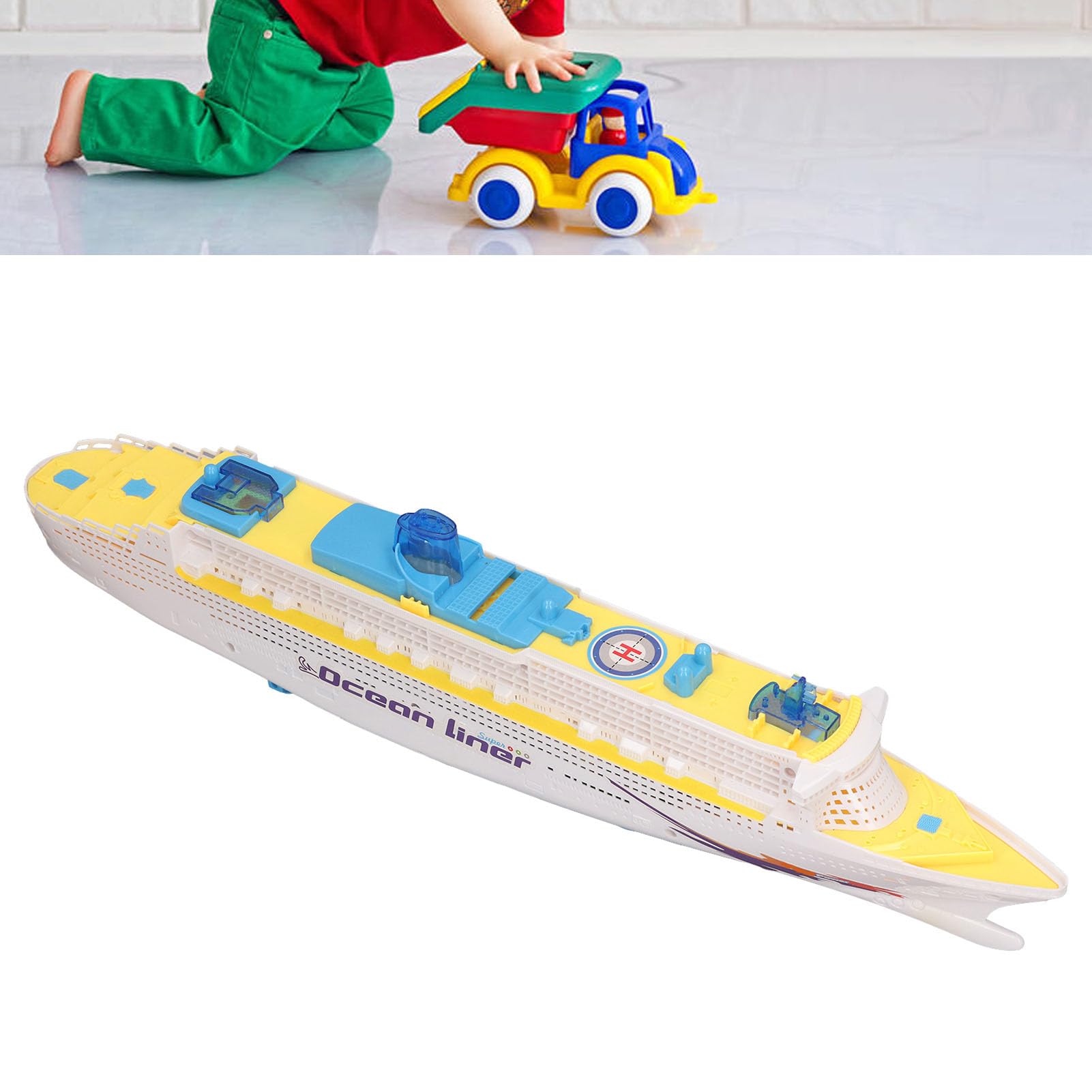 Juguete de Crucero con Luces Intermitentes y Sonidos, un Barco de Juguete eléctrico con Rueda Universal para navegación automática, un Juguete Modelo de transatlántico