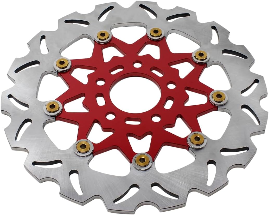 POWER JAMES 11.8" Red Front Floating Brake Rotor for Harley Davidson 15-later Softail and 06-17 Dyna, 14-later XL,08-2022 Touring models with 3.25" Bolt Circle Rotor Mount. (Red)