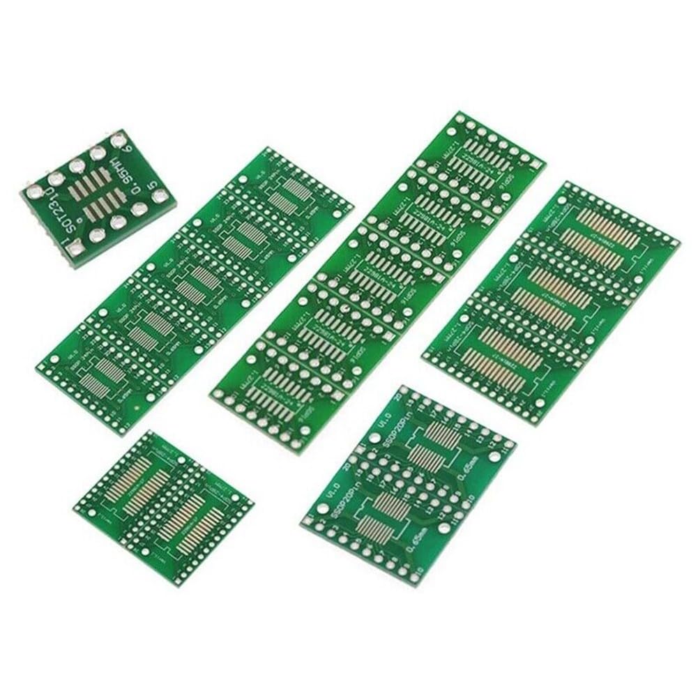 Kit adattatore PCB da 35 pezzi, per scheda convertitore da SMD a DIP per SOP MSOP SSOP TSSOP SOT23 8-28 pin, assortimento di test verdi