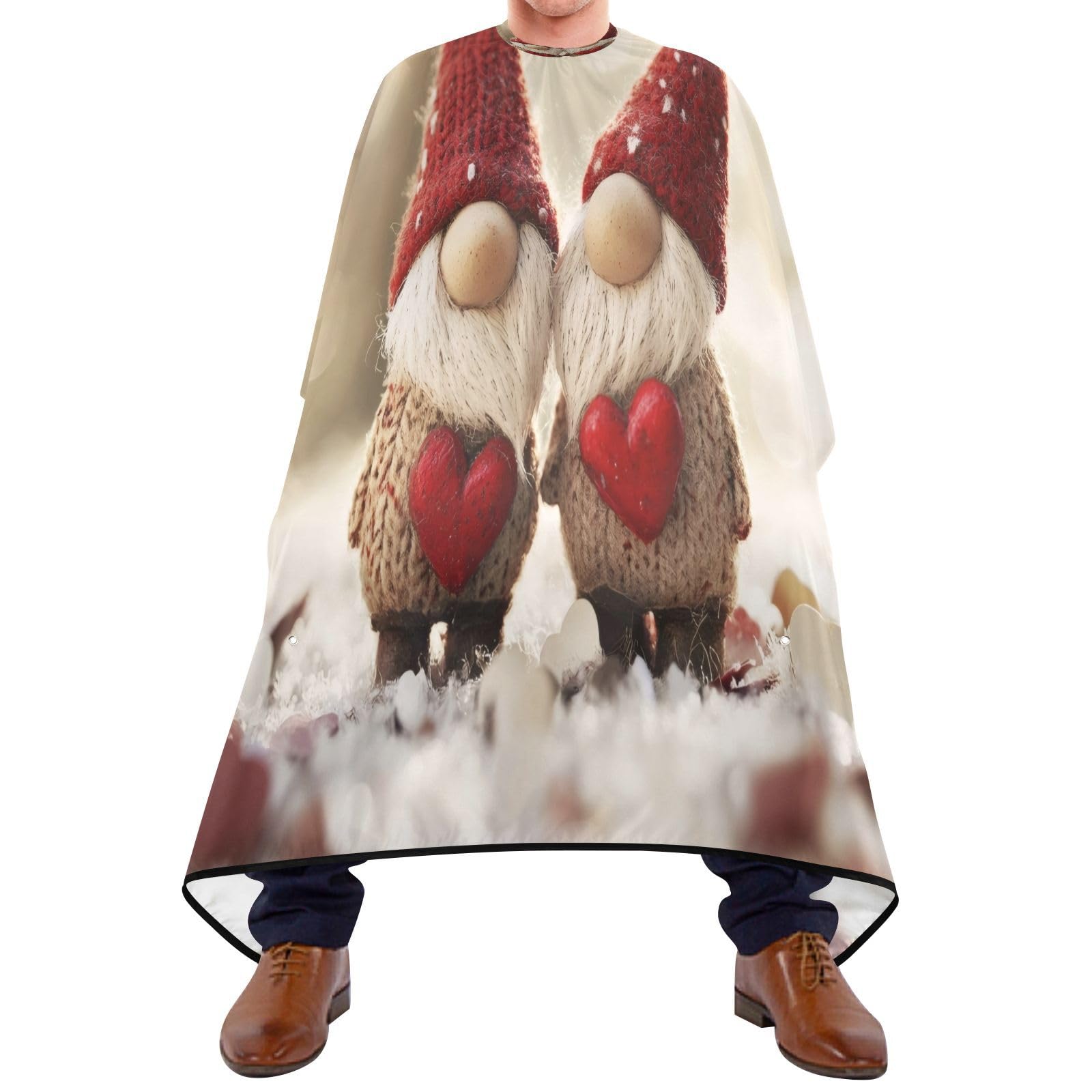 Burbuja Valentine Gnome Barber Cape, Hair Cutting Cape with Adjustable Neckline Waterproof Polyester Salon Barber Cape for Unisex Adult