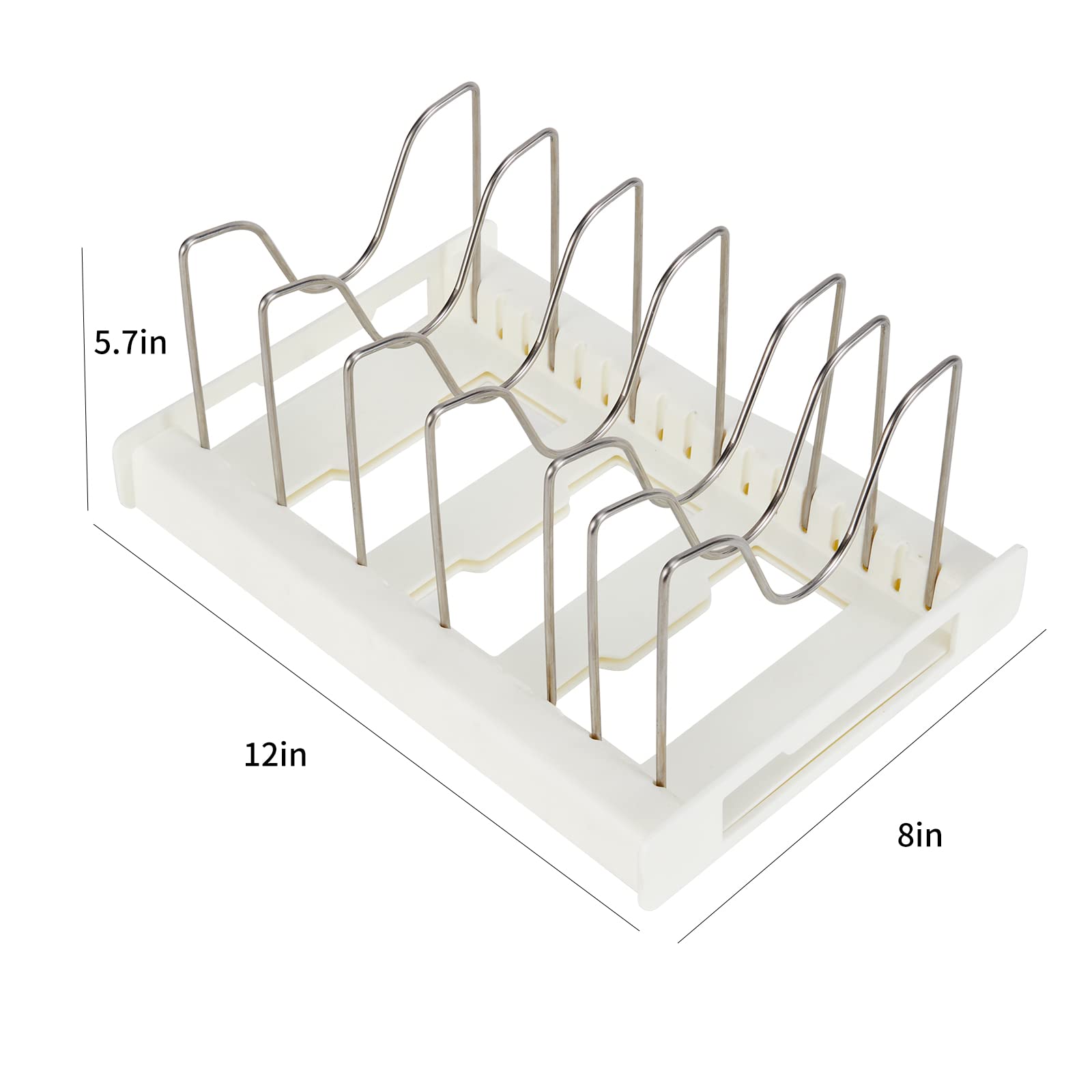 Estante expandible para ollas y sartenes, separadores ajustables de acero inoxidable para tapas de ollas y almacenamiento de armarios de cocina, se adapta a una solución de ahorro de espacio de 12 a