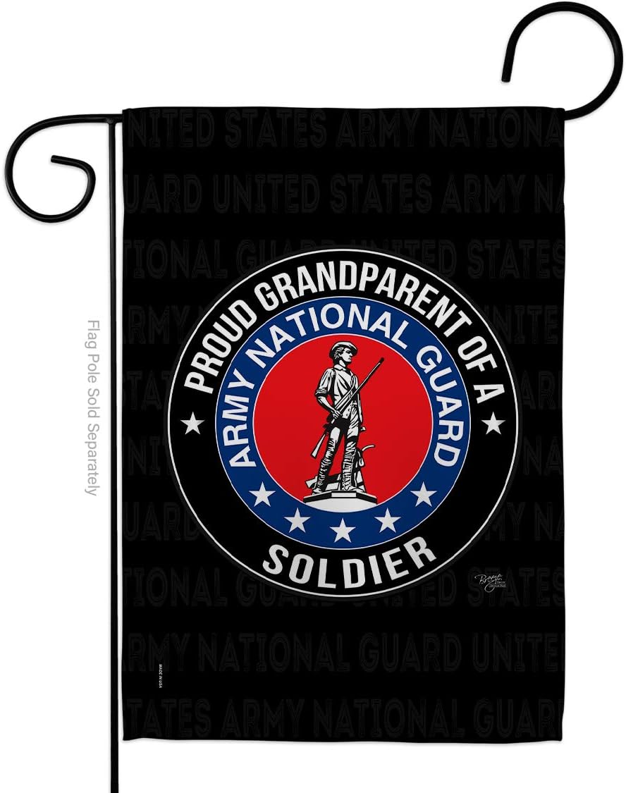 National Guard Army Proud Grandparent Soldier Garden Flag Armed Forces ANG United State American Military Veteran Retire Official Small Gift Yard House Banner Double-Sided Made In USA 13 X 18.5