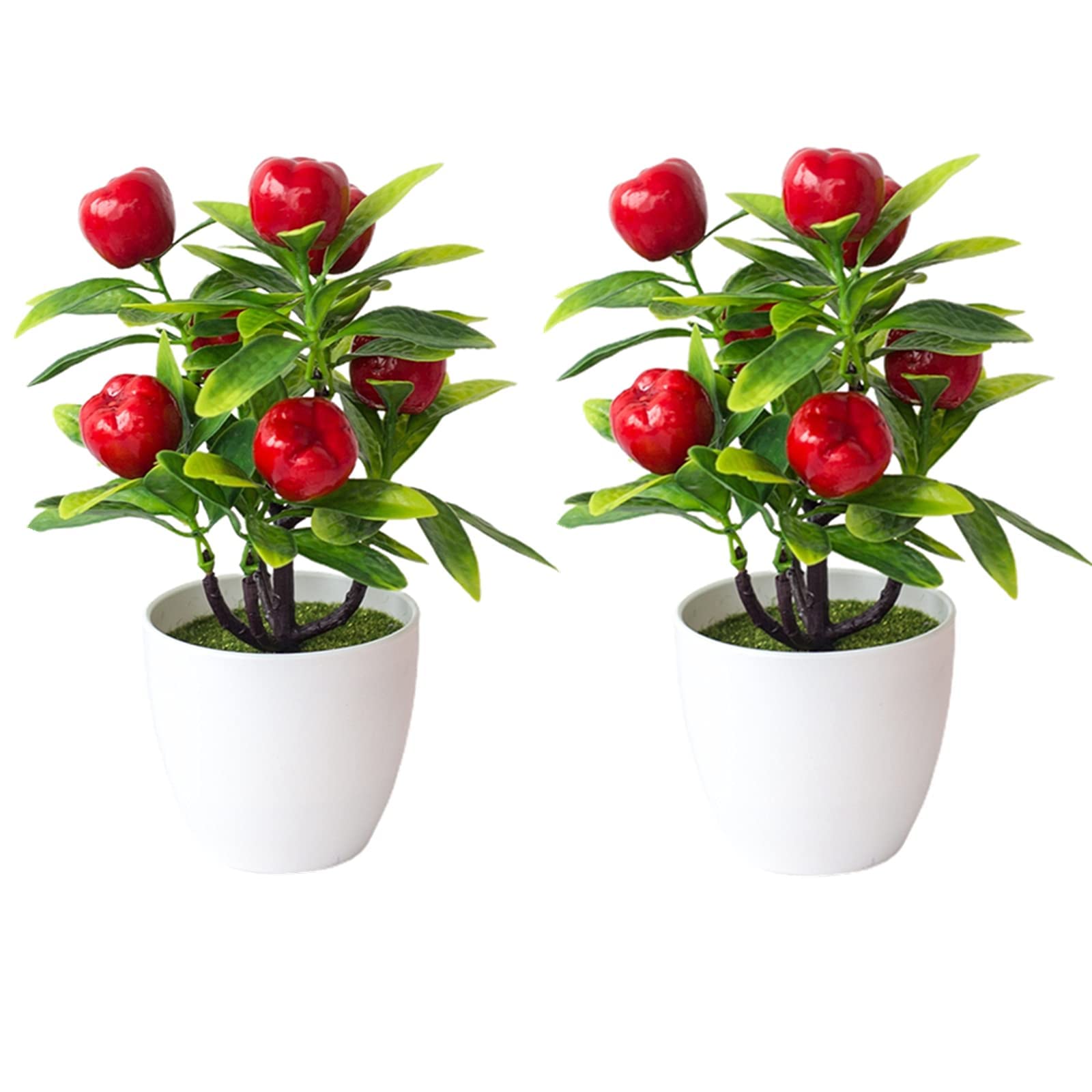 AYCDL 2 Pack Artificial Plants Fake Plant in Pots Small Artificial Potted Plants Fruit Tree Bonsai,Orange