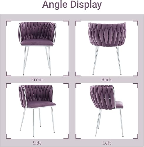 Miniatura 97 de Juego de 2 sillas de comedor de terciopelo, sillas tapizadas tejidas para sala de estar, sillas modernas de cocina y comedor, sillas decorativas de