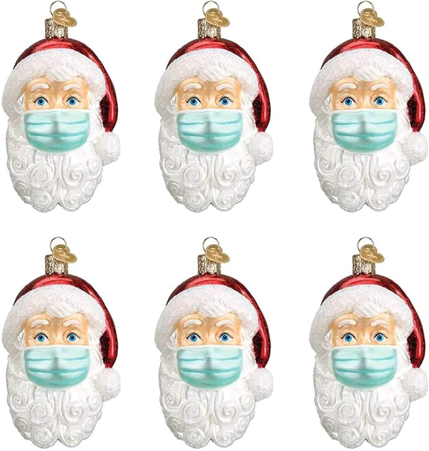 AGDLLYD2022 Christmas Tree Decorations,Quarantine Santa Ornaments Xmas Ornament Santa with a Mask, Holiday Christmas Hanging Ornaments for Tree Home Decor Xmas Gifts (6pcs)