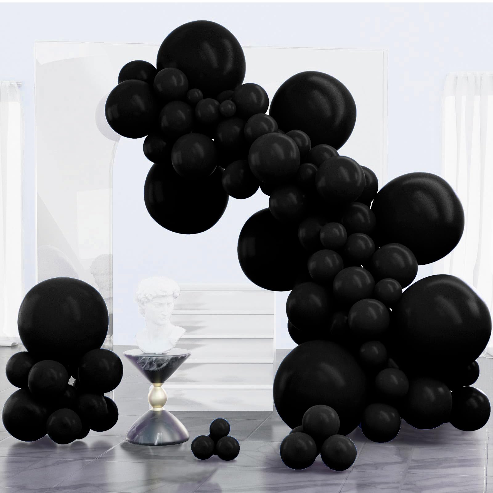 PartyWoo Black Balloons 100 pcs Different Sizes Pack of 18 12 10 5 Inch Matte Black Latex Balloon Arch Kit Garland for Graduation Halloween New Year Anniversary Birthday Party Decorations Black-Y18