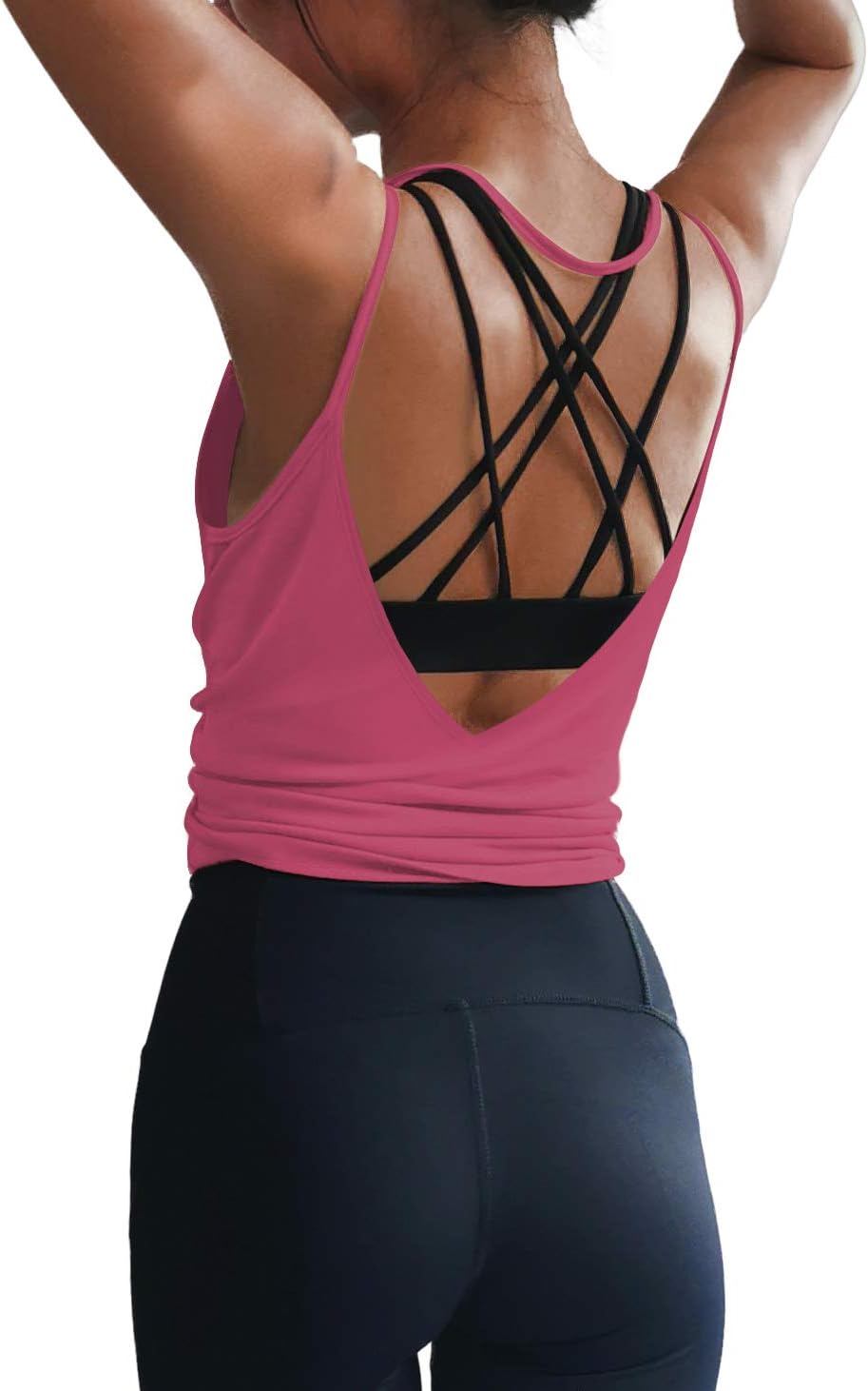 LEXISLOVE Womens Workout Shirts Sexy Open Back Activewear Workout Clothes Sports Yoga Tank Tops - Image 2