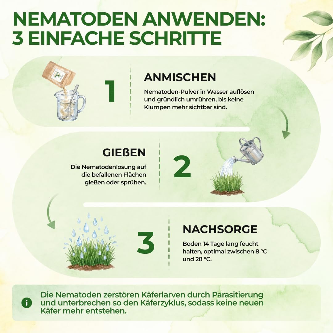 GREEN GUARDIA Super SC-Nematoden gegen Maulwurfsgrillen, Wiesenschnaken und Erdraupen – 25 Mio. (50m²) - Biologisches Mittel zur effektiven Maulwurfsgrillen Bekämpfung, ohne Chemie –