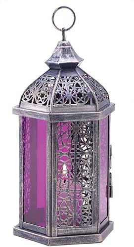 Miniatura 2 de Antiguo acabado de peltre encantado amatista vela linterna