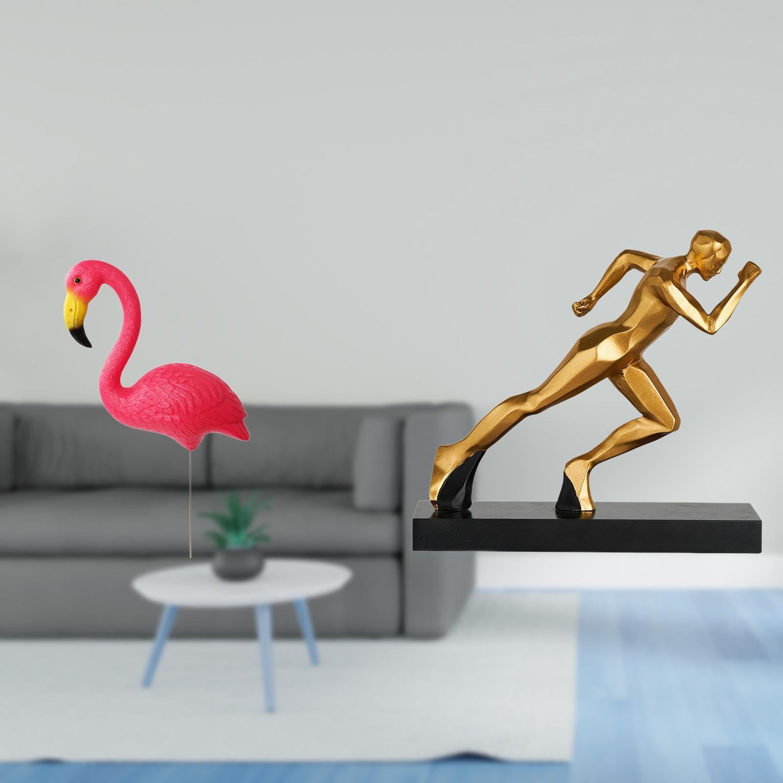 SECRET DESIRE Flamingo Runner Statue Figurine Abstract Art Sculpture for Holiday Spring Yard Ornament Modern Home Decor Entryway Tabletop Garden Stake Fairy-image-18