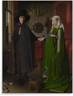 CMYDWQI Art Poster for The Arnolfini Wedding, Painted by Jan Van Eyck in 1434Wall Poster Art Canvas Printing Gift Office Bedroom Aesthetic Poster 24x32inch(60x80cm) Unframe-style