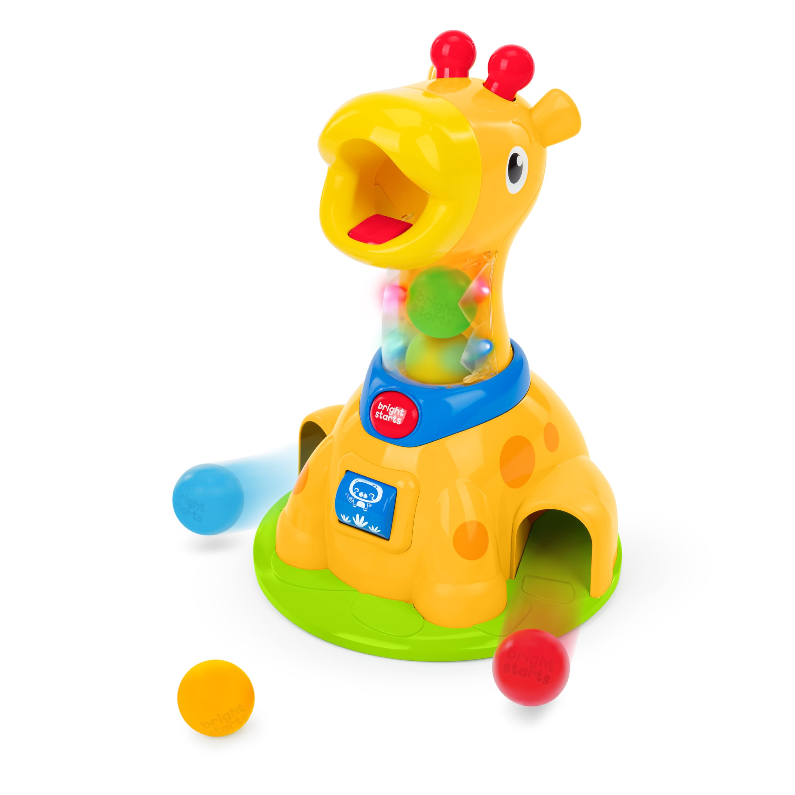 Bright Starts Spinnin’ Spots Giraffe Ballspielzeug – fördert Ursache-Wirkung-Verständnis und Feinmotorik, für 6+ Monate, Unisex, ideal zum Krabbeln, Jagen und Spielen