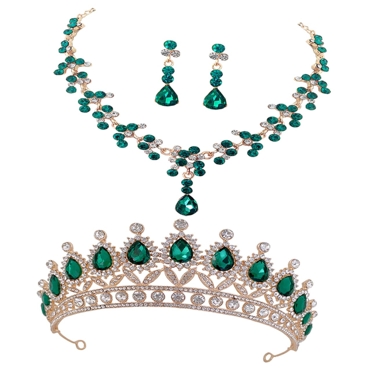 Conjunto de joyas nupciales de cristales brillantes y gemas de imitación 8
