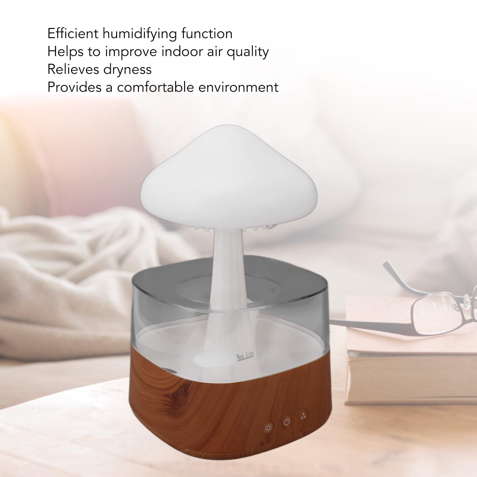 Focket Umidificatore a Nuvola di Pioggia, Finitura con Venature del Legno Umidificatore a Funghi con Illuminazione a LED a 7 Colori, Lampada a Pioggia con Diffusore di Olio Essenziale Alimentato