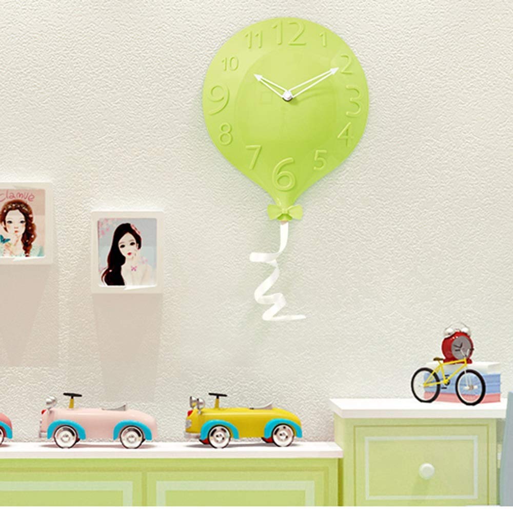 Horloge murale ballon rose vert gris style européen moderne et silencieuse 24x30 cm