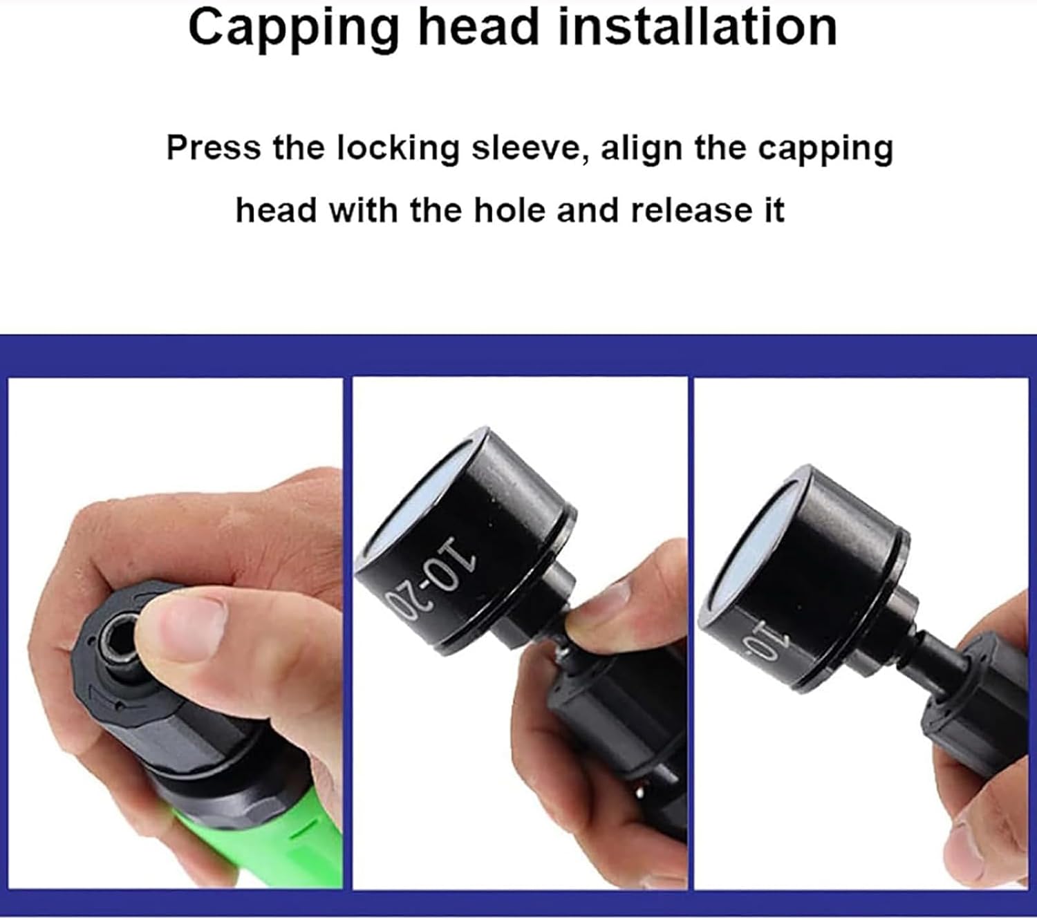 Pneumatic Capping Machine, Handheld Bottle Screw Capping Machine, Bottle Cap Locking Machine with 6 Capping Heads, Adjustable Speed 2500 RPM, for Φ10-50mm Bottle Cap