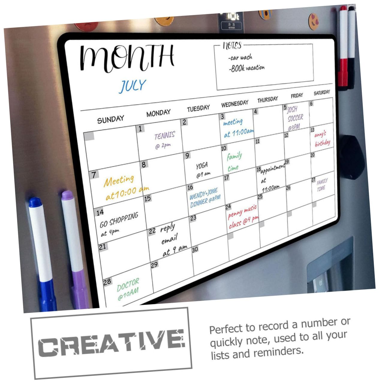 VILLCASE 3piezas Tablero Magnético Erasable Para Refrigerador Planificador Mensual y Acrílica Para Organización Del Accesorio Práctico Para Recordatorios y Calendarios