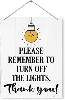 Please Remember to Turn Off the Lights Sign, Decorative Wood Plaque for Hanging, Home Office Wall Decor, Farmhouse Wooden Wall Plaque, Turn Off the Lights Rule Sign for Rental Properties