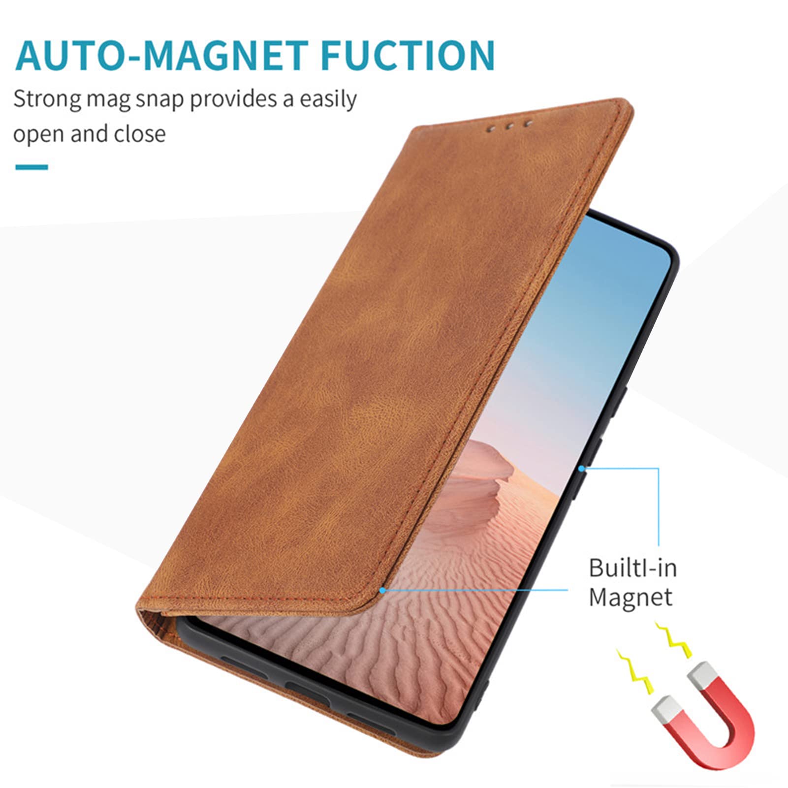 AnnhanT Custodia Portafoglio Per Google Pixel 6 In Pelle Con Supporto E Slot Carte – Cover Flip Viola Scuro, Magnete E Kickstand - 4
