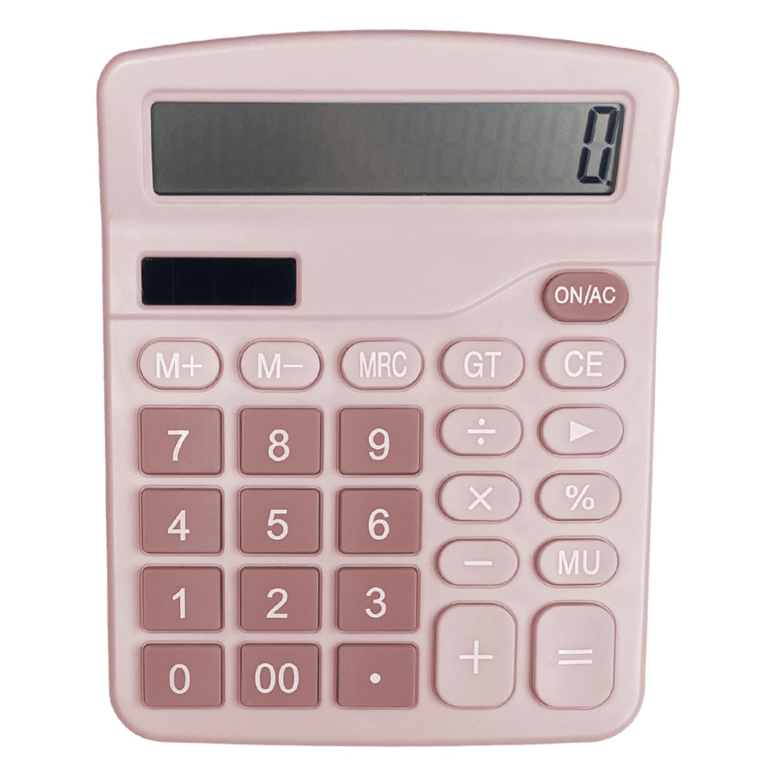 Gvolatee Calculadora Financiera con Pantalla LCD Grande de 12 Dígitos, Botones Grandes, Función Estándar Basica para Oficina, Hogar y Escuela, Rosa