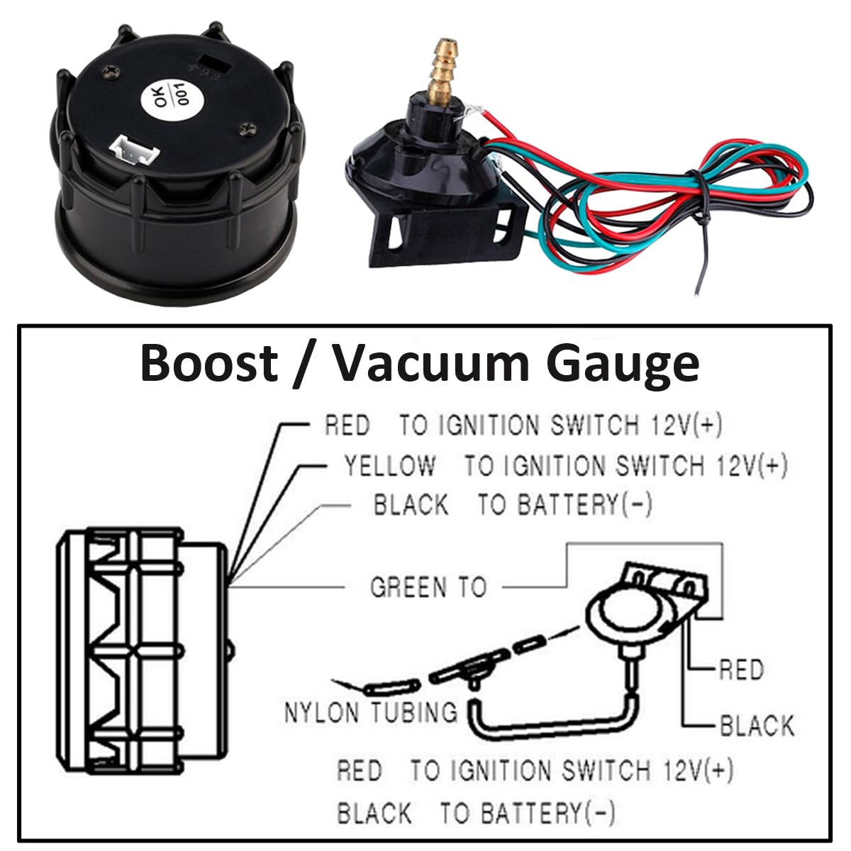 Indicatore di Boost per Auto 52mm Turbo Boost Manometro Con Sensore 12V Blu Luce Digitali Turbo Pressione Strumenti Calibro Spinta Gauge Misuratore -1 a +3 Bar