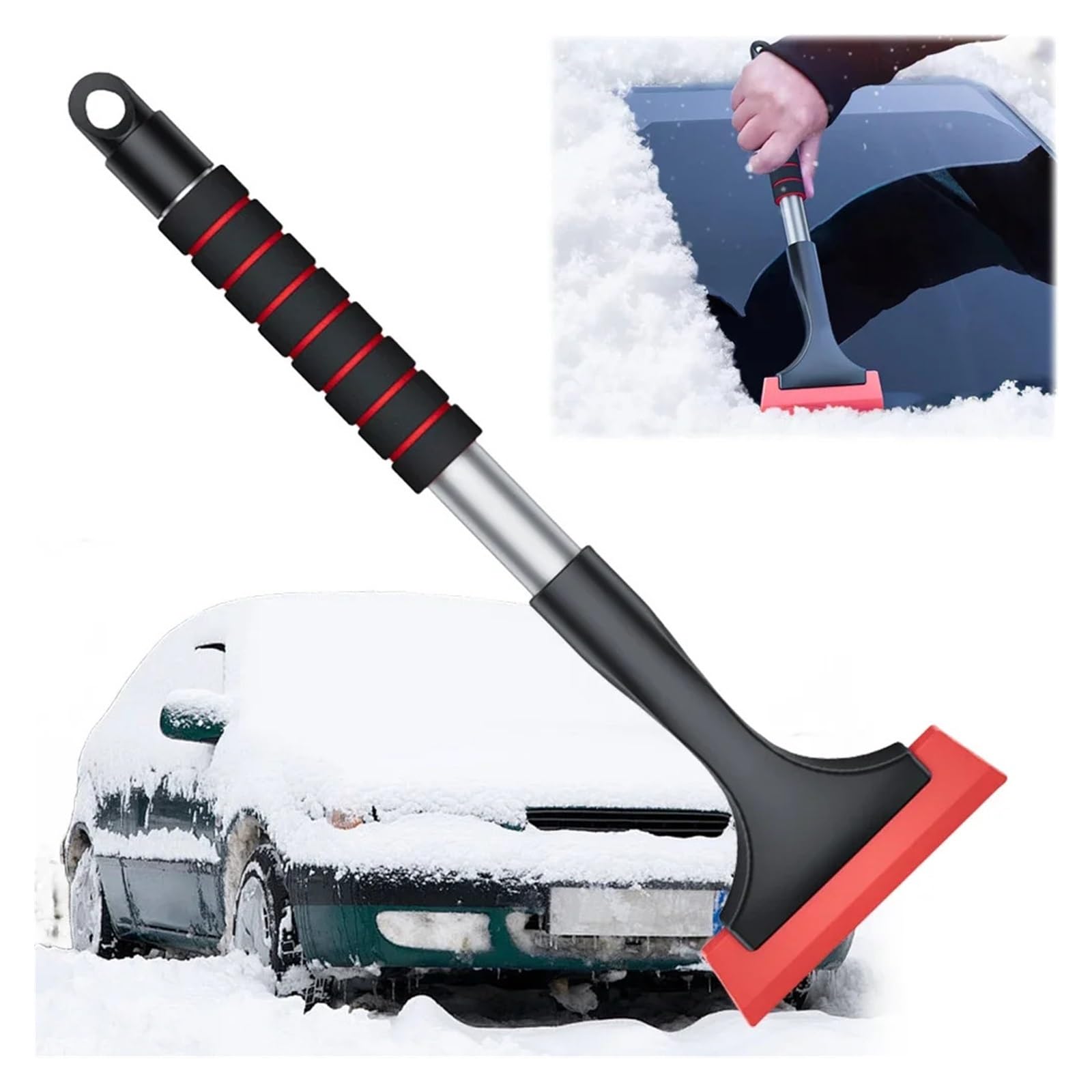 Pala de nieve 3 en 1 para coche, cepillo de nieve universal desmontable para raspado y descongelación de hielo en el parabrisas, ideal para vehículos y motos de nieve (H)