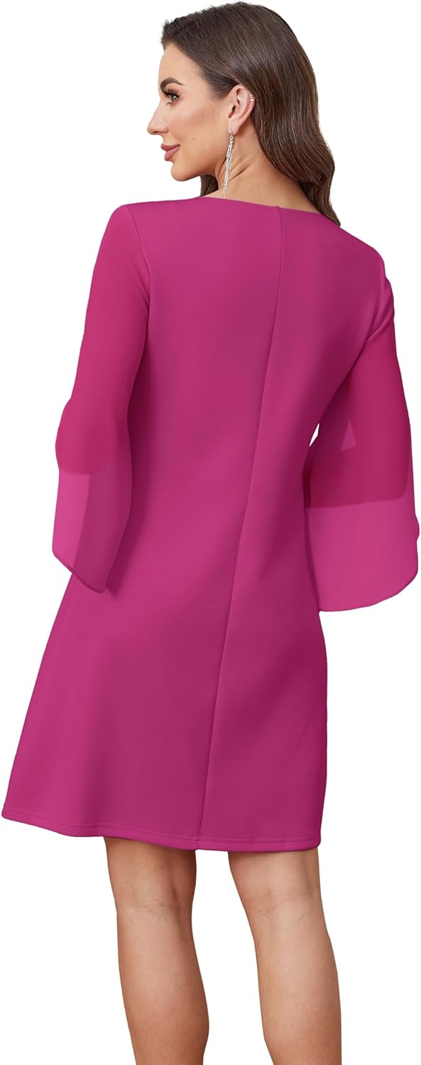 RUMIA Womens Cocktail Dresses Flutter Sleeve Wedding Guest Dresses for Women 2026 Trendy - Image 3