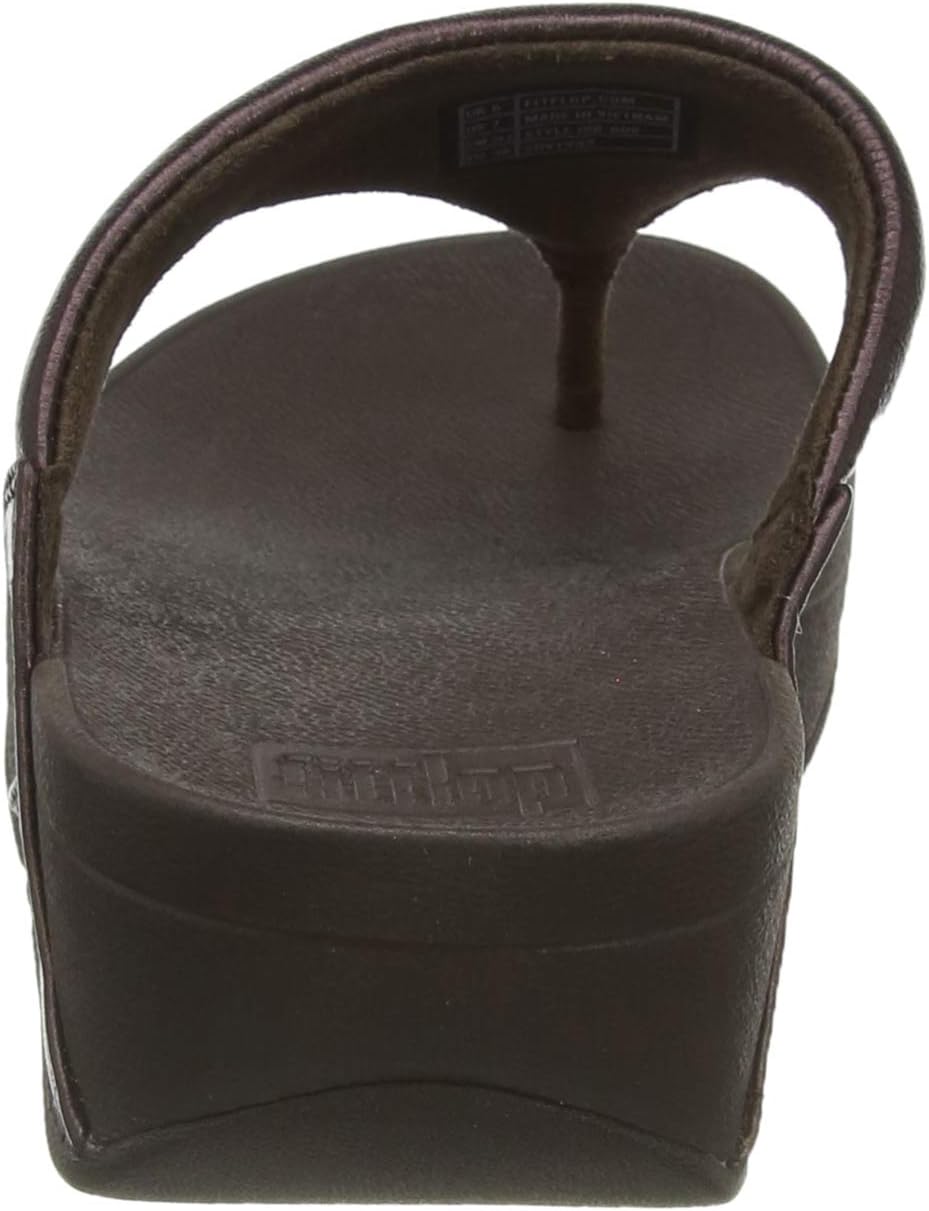FitFlop Women's Lulu Leather Toe-Post Sandal, Chocolate Metallic, 8 Medium