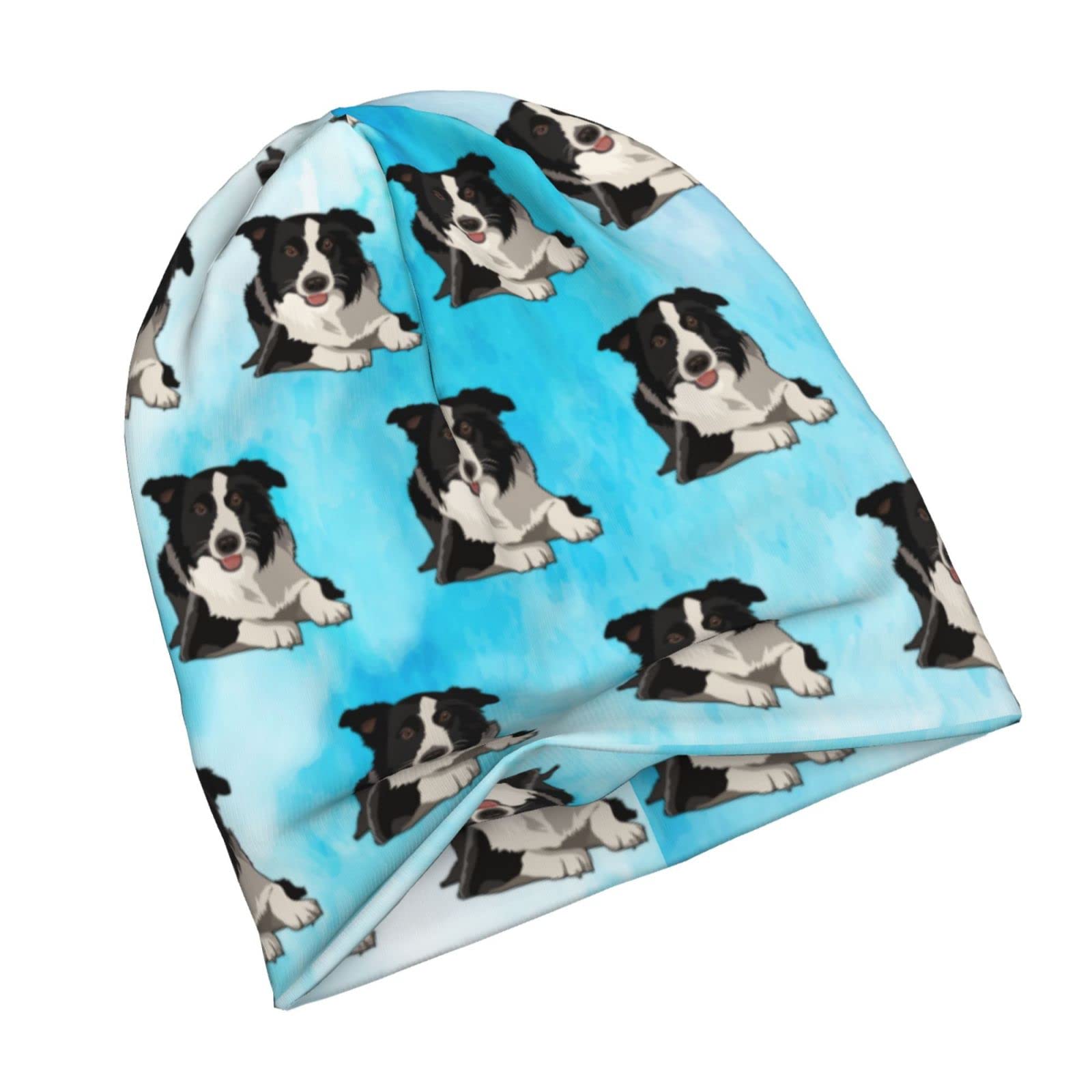 hansgoBorder Collie Beanie Chemo Hat Cancer Headwear Knitted Hats Baggy Slouchy Scarf Cap for Adults