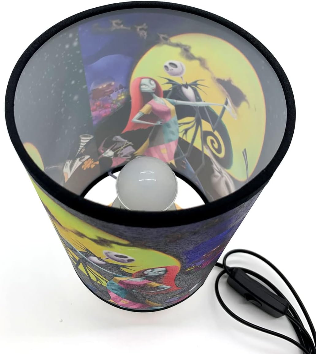 Jack and Sally Table Lamp Bedside Night Light Wood Base Room Decoration or Great Gift Ideas