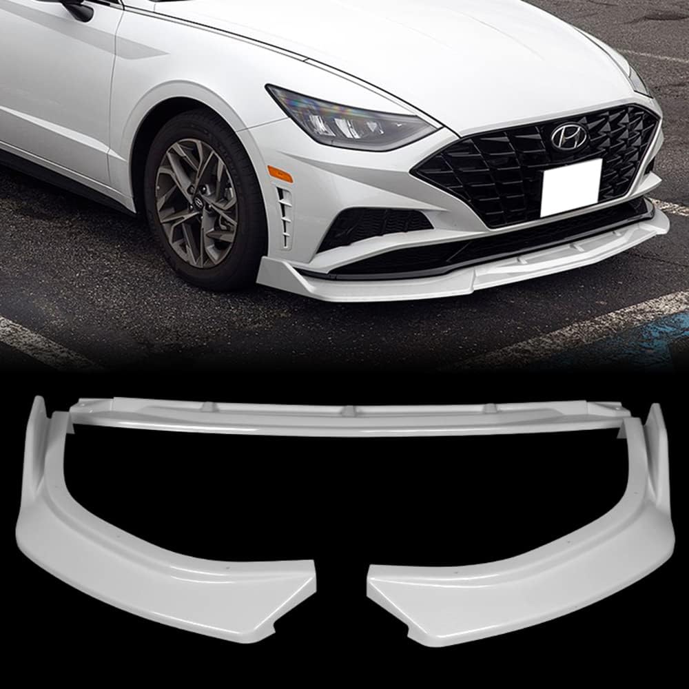 Front Bumper Lip fit for Compatible with 2020-2023 Hyundai Sonata, Front Bumper Lip Spoiler Air Chin Body Kit Splitter Painted Glossy White ABS, (CK-Style)