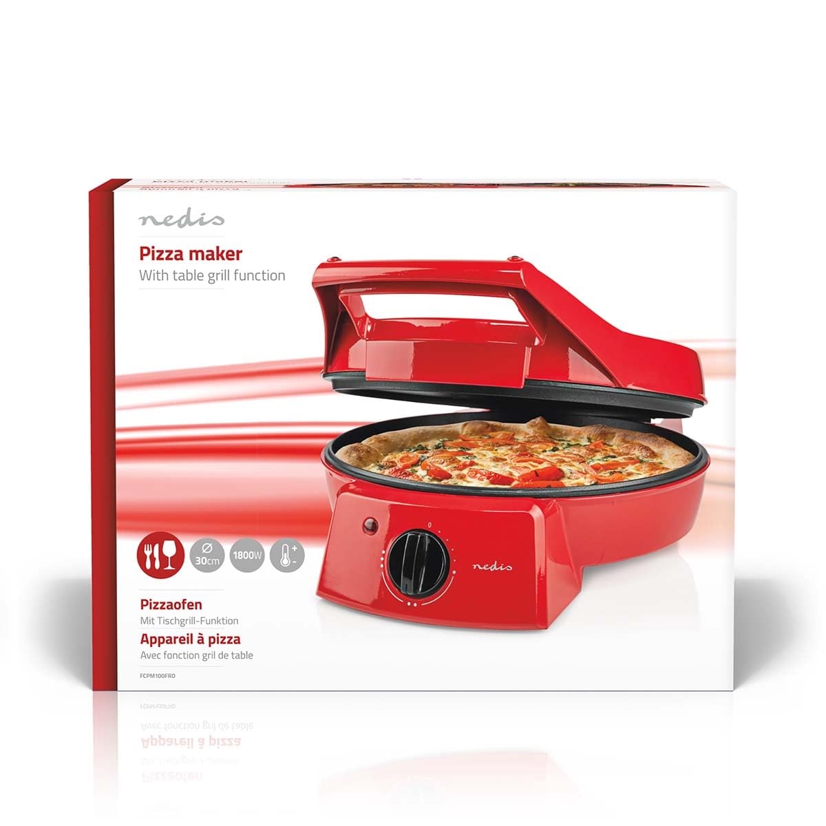 Nedis FCPM100FRD - Máquina para pizza (aluminio)