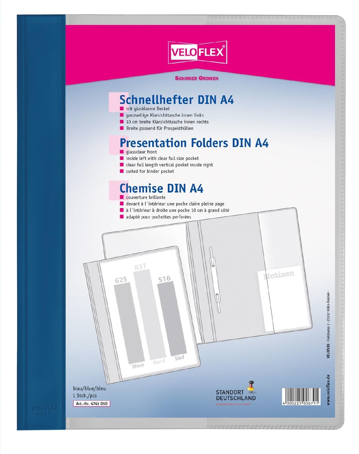 VELOFLEX Veloform 4741003 File Folder, Pack of 3, DIN A4, PVC, Crystal Clear Front Cover, Suitable for Document Wallets Green - Image 2