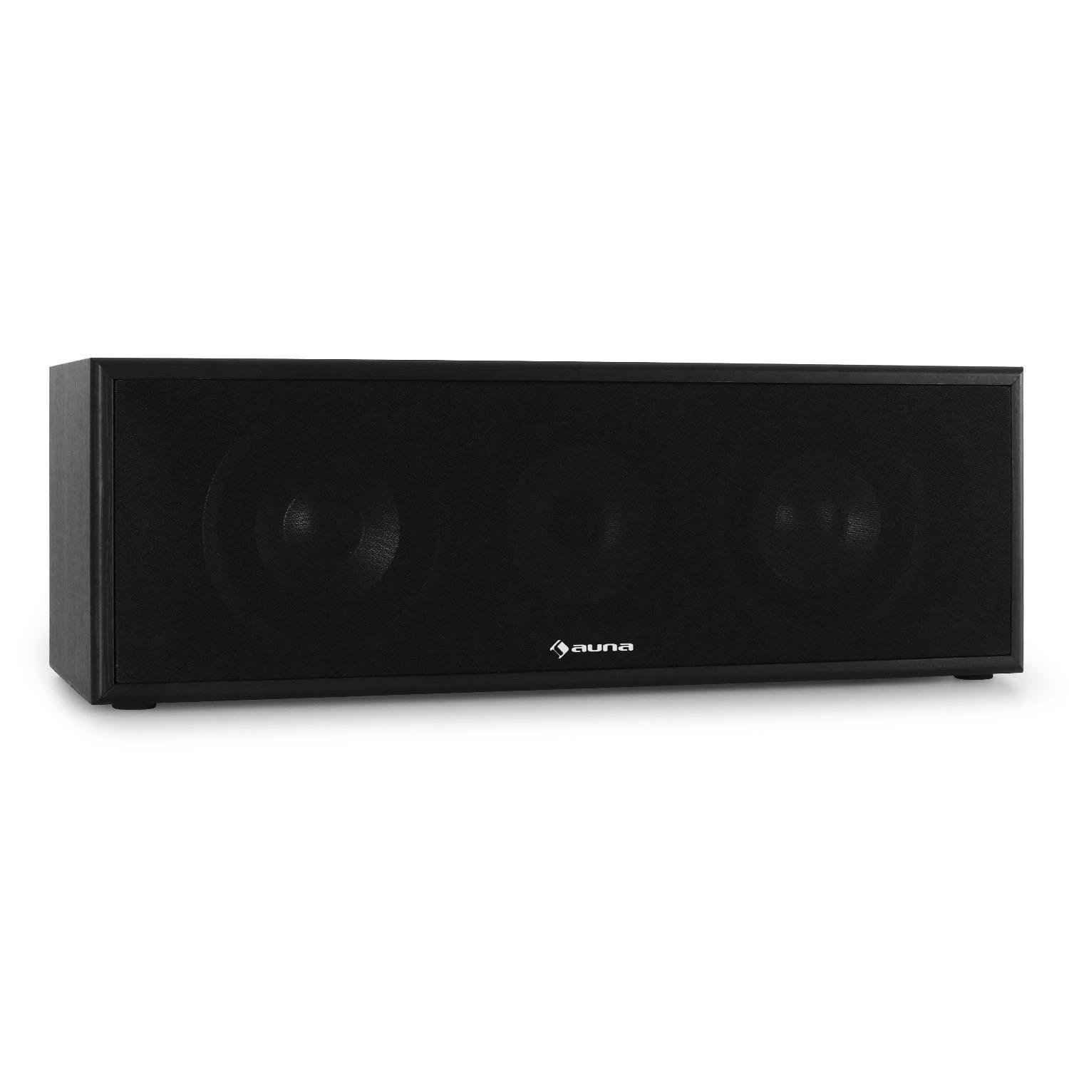 AUNA Linie 300 CN - Altoparlante Centrale Passivo, Diffusore, Speaker, Potenza 2 x 35 W RMS, 2 Woofer da 10 cm (4"), Dischi Antiscivolo, Dimensioni 45,5 x 17 x 15,5 cm, Nero