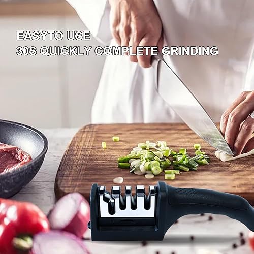 Miniatura 5 de (4 etapas) Afilador de cuchillos con guante resistente a cortes, accesorios de cuchillos de cocina 4 en 1, y cuchillos de cocina de reparación,