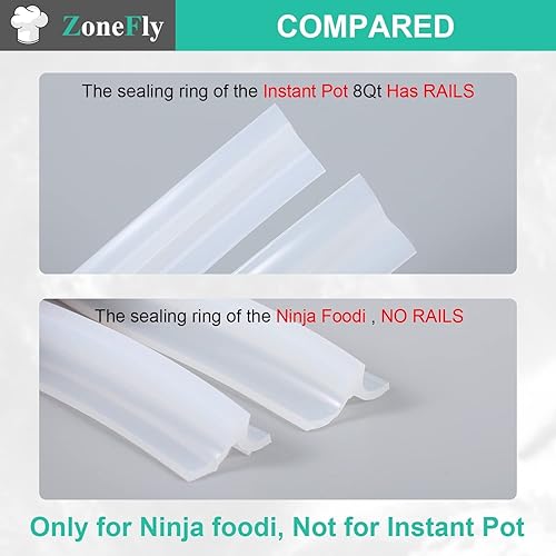 Miniatura 6 de Anillo de sellado original compatible con Ninja Foodi, junta de piezas de repuesto para olla a presión NinjaFoodi de 6.5 y 8 cuartos de galón,