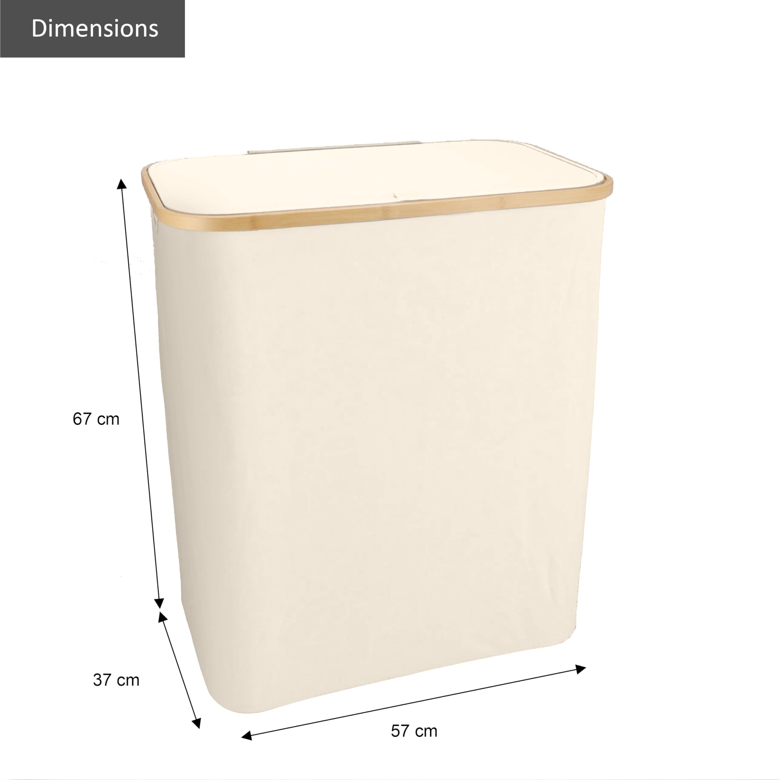 Panier à linge 3 compartiments pliable 145L - Beige – Bac à linge bambou – Panier a linge pliable – Panier rangement buanderie – Bac a linge 3 compartiment