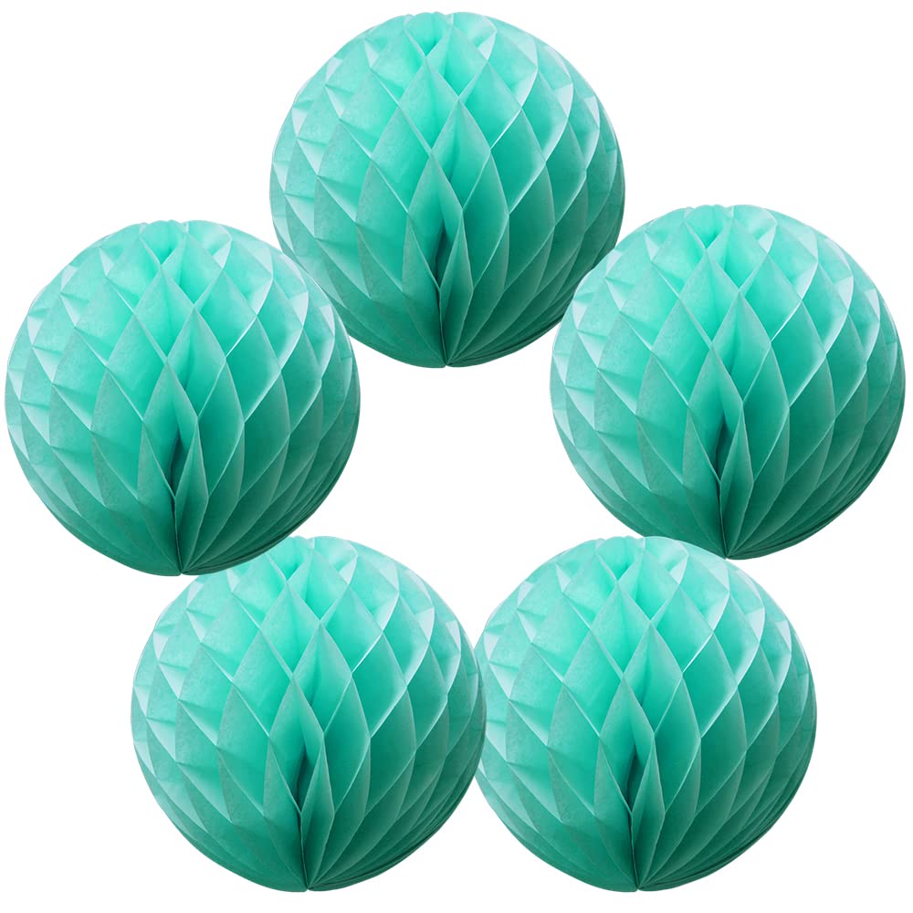 5 Pack Tissue Paper Honeycomb Balls Table Centrepiece Lantern Garland Wedding Decoration | Ball-Apple Green, 12"(30cm) | — image 1