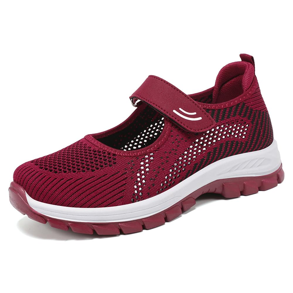 Women's Spring Velcro Shoes – Soft Bottom, Breathable & Comfortable Shoes for Middle-Aged Women| 41 | Red-image-47
