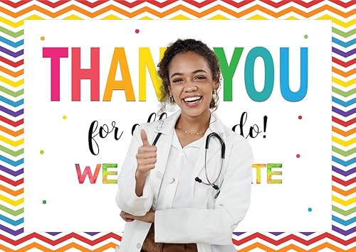 Miniatura 3 de LTLYH Telón de fondo de 8 x 6 pies con texto en inglés We Appreciate You, personal de graduación, maestros, médicos, jubilación, foto, decoración de